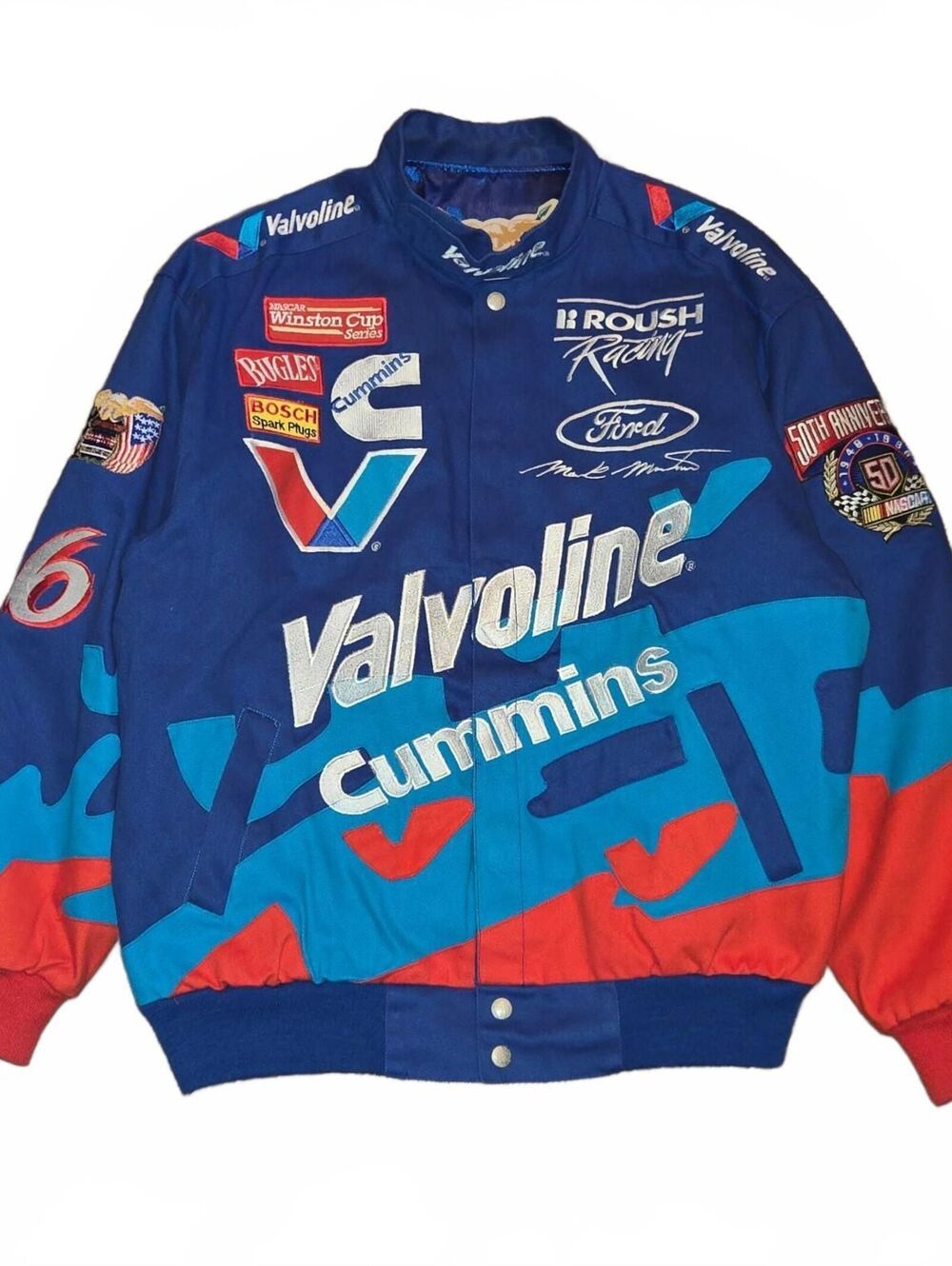 Vintage 90's Mark Martin Valvoline NASCAR Racing Jacket Mens Sz M Jeff Hamilton